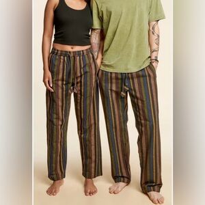 Earthbound Trading Co. Chill Striped Pocket Pants Unisex Small Drawstring Waist
